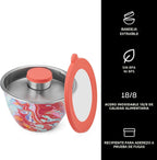S'well Kit de ensaladera de acero inoxidable de 64 onzas, remolino de mármol, viene con mini recipiente de 2 onzas y bandeja extraíble para organización, a prueba de fugas, fácil de limpiar, apto para