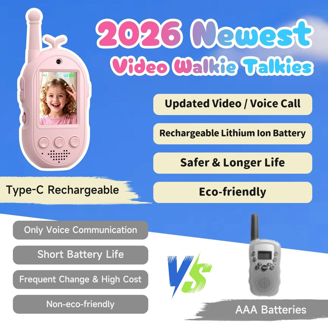 Walkie Talkies de video mejorados para niños, paquete de 2 unidades...