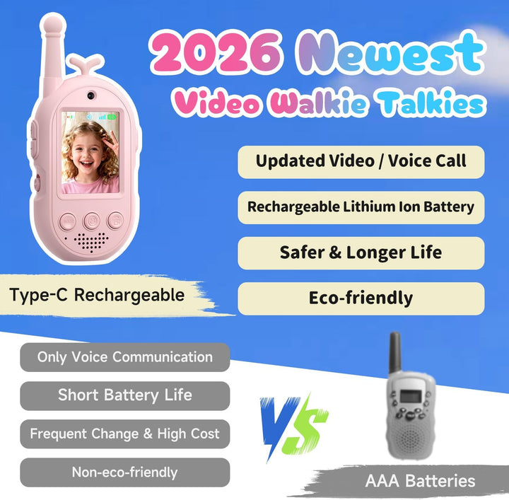 Walkie Talkies de video mejorados para niños, paquete de 2 unidades...