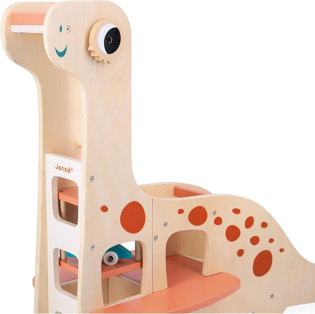 Janod - Dino - Garaje de dinosaurios de madera - Edades 2-6 años