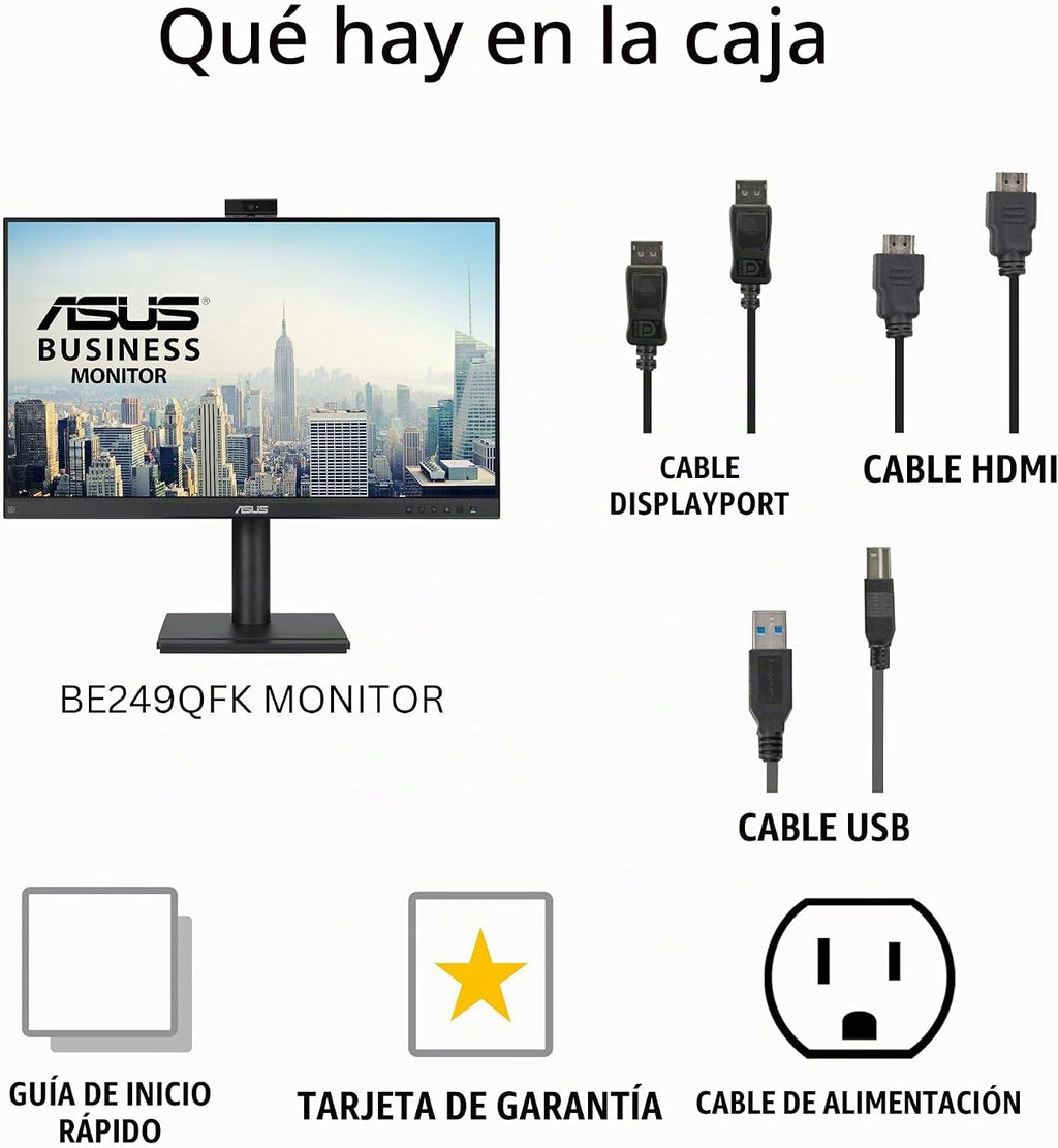 ASUS Monitor de videoconferencia 1080P de 24" (BE249QFK) - IPS,...