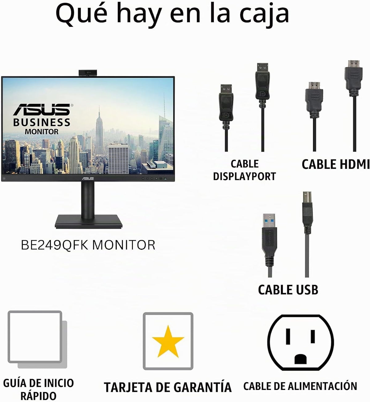 ASUS Monitor de videoconferencia 1080P de 24" (BE249QFK) - IPS,...