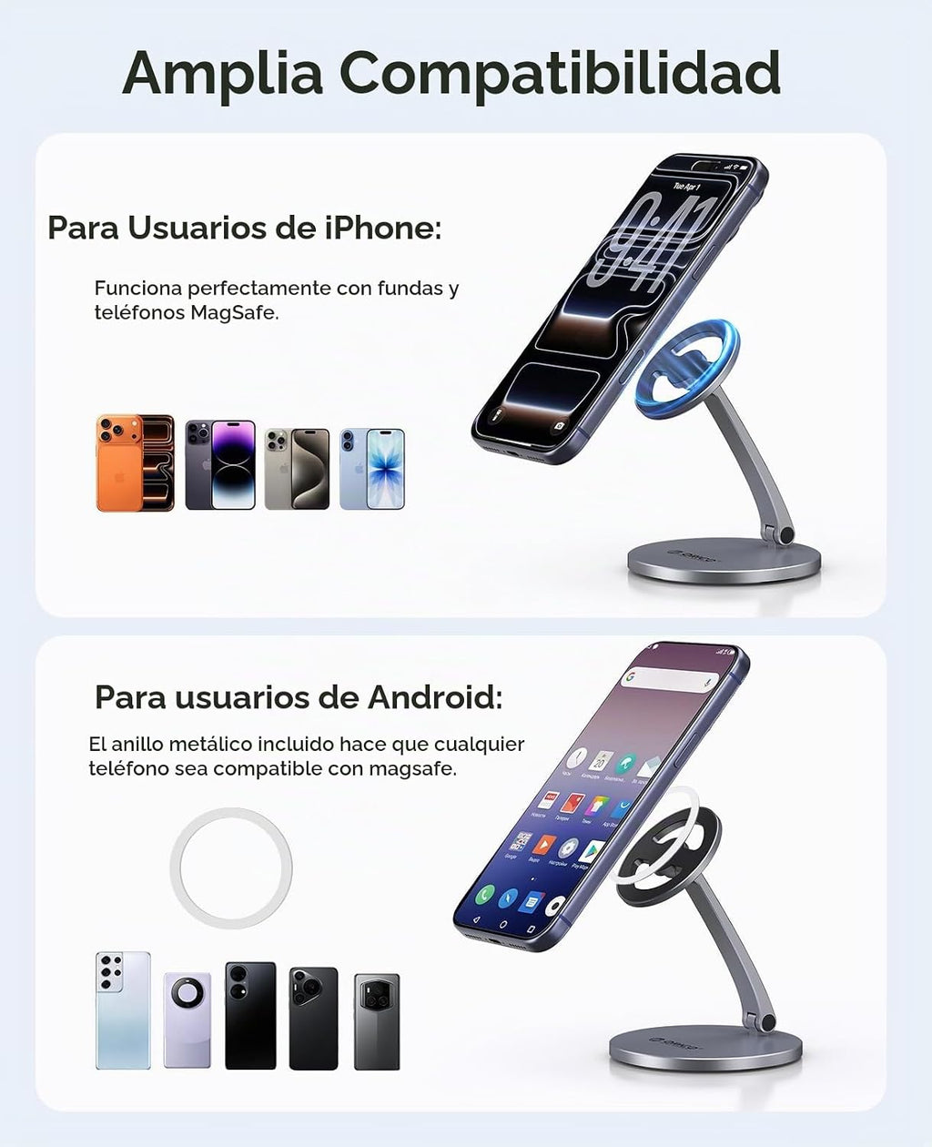 ORICO Soporte magnético para teléfono MagSafe, soporte de aluminio