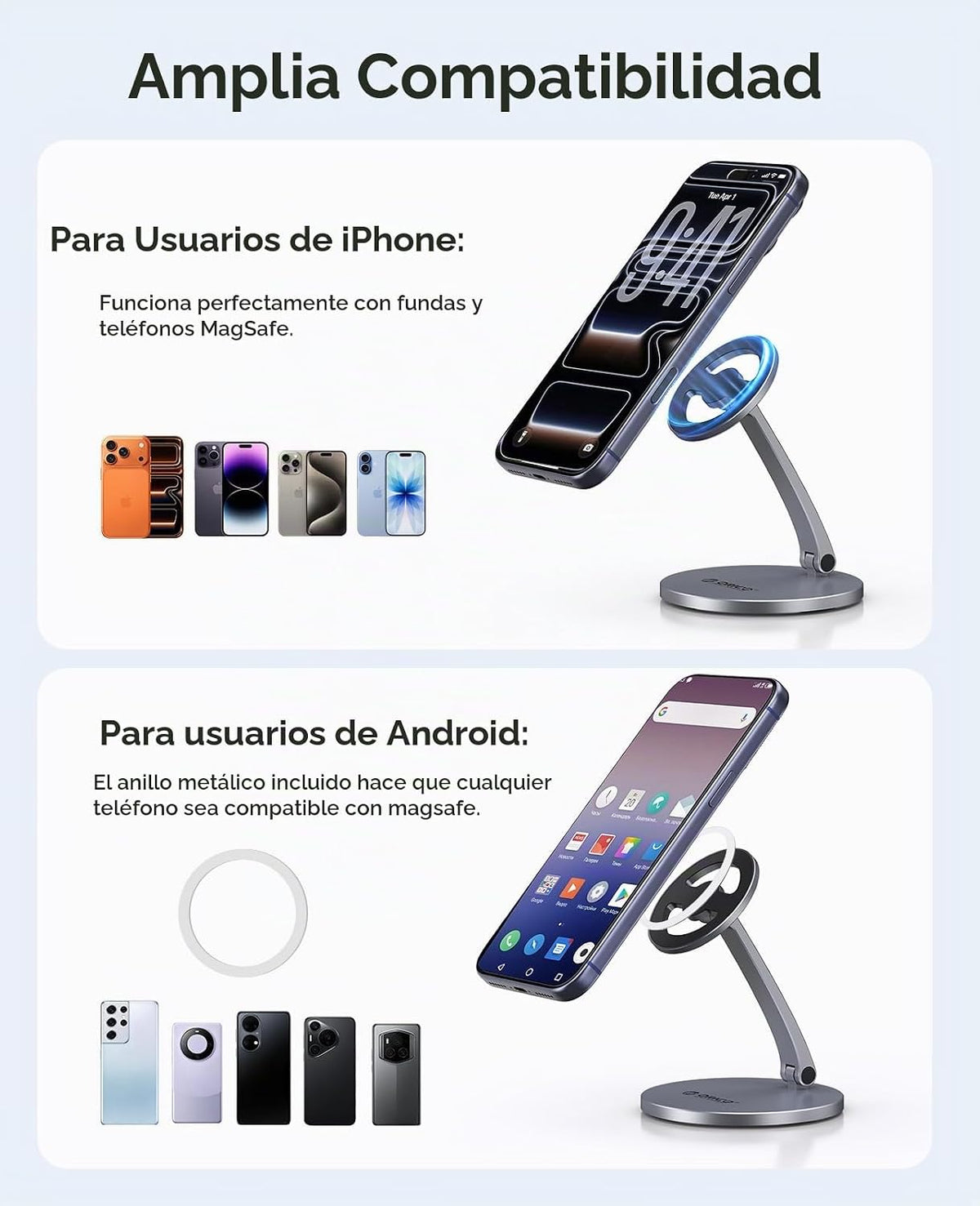 ORICO Soporte magnético para teléfono MagSafe, soporte de aluminio