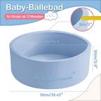 Piscina de bolas de espuma de 35.4 x 11.8 pulgadas para niños pequeños, pelotas redondas para bebés de 1 a 3 años, pelotas de juego para niños y niñas, pelotas no incluidas, azul claro