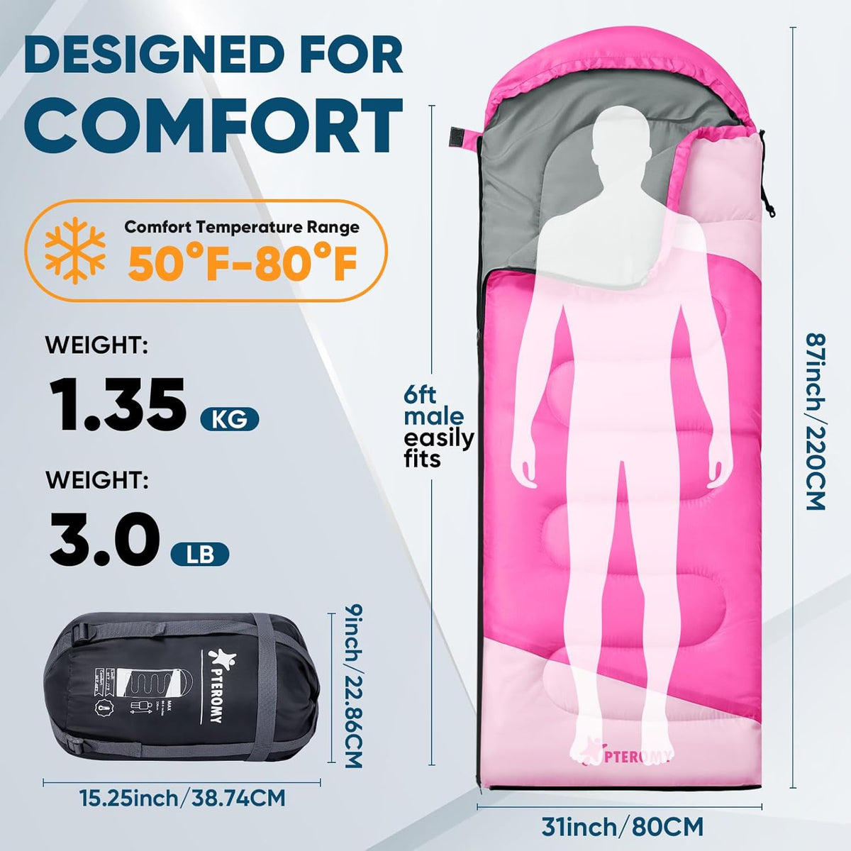 Sacos de Dormir para Adultos, Ultraligeros y Lavables a máquina, a Prueba de Agua para Senderismo, Camping y Mochila, para Clima Cálido y Frío, Esenciales de Camping para Viajar