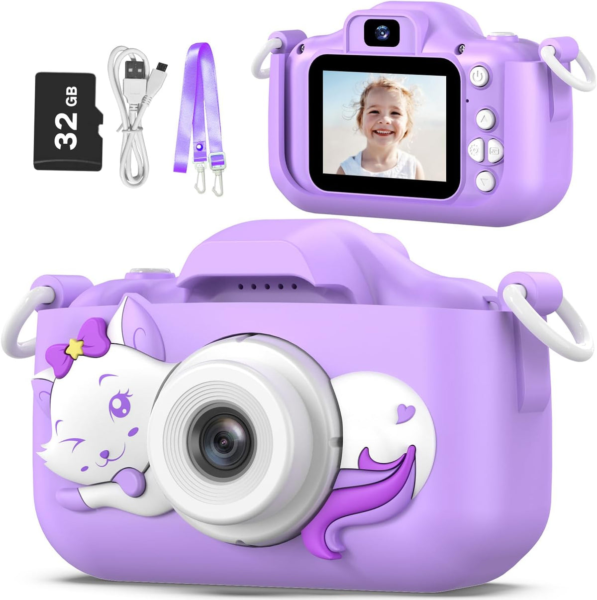 Goopow - Cámara selfie digital para niñas de 3 a 9 años, juguete de...