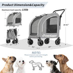 EchoSmile Cochecito para mascotas de 4 ruedas para perros y gatos, hasta