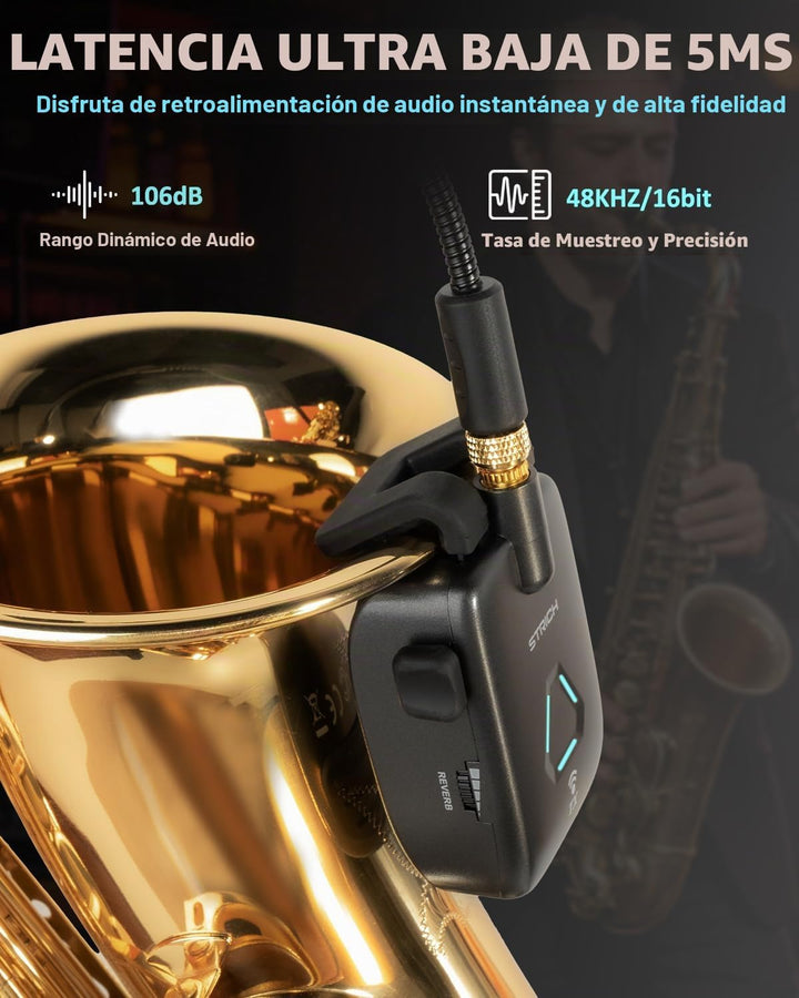 STRICH UHF - Sistema de micrófono inalámbrico recargable con transm...