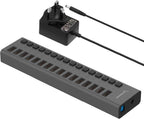 SABRENT, MKI-1200800C8, hub USB 3.0 de 16 puertos, alimentado, adaptador 12V/7.5A
