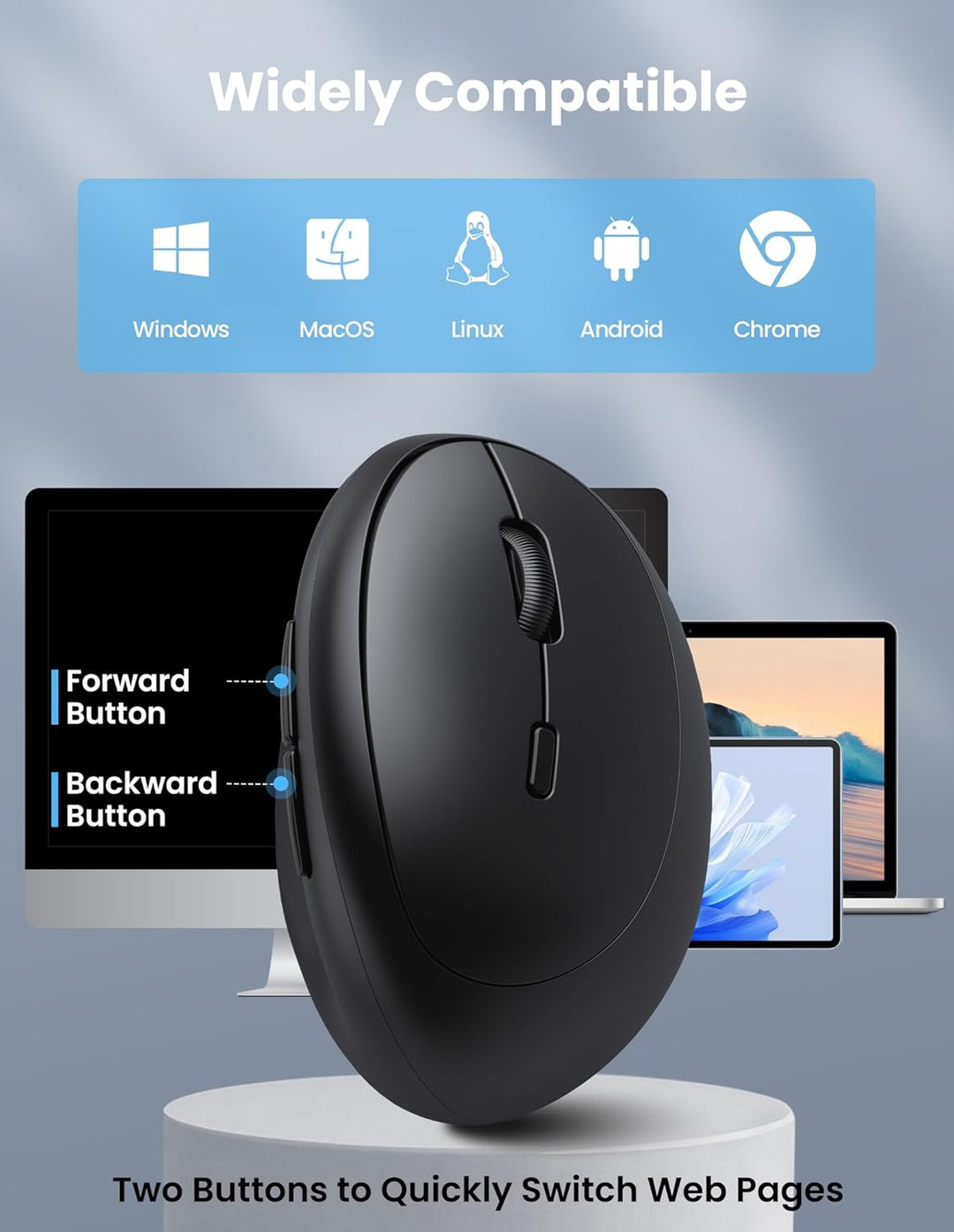 TECKNET Ratón Ergonómico, Ratón Vertical Inalámbrico Bluetooth, Bat...