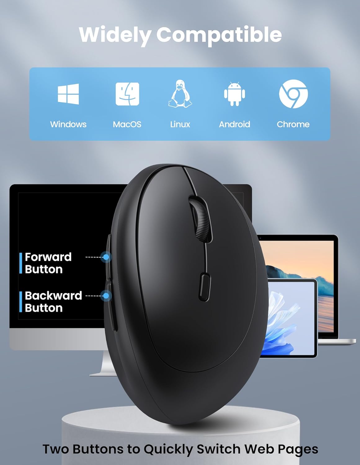 TECKNET Ratón Ergonómico, Ratón Vertical Inalámbrico Bluetooth, Bat...