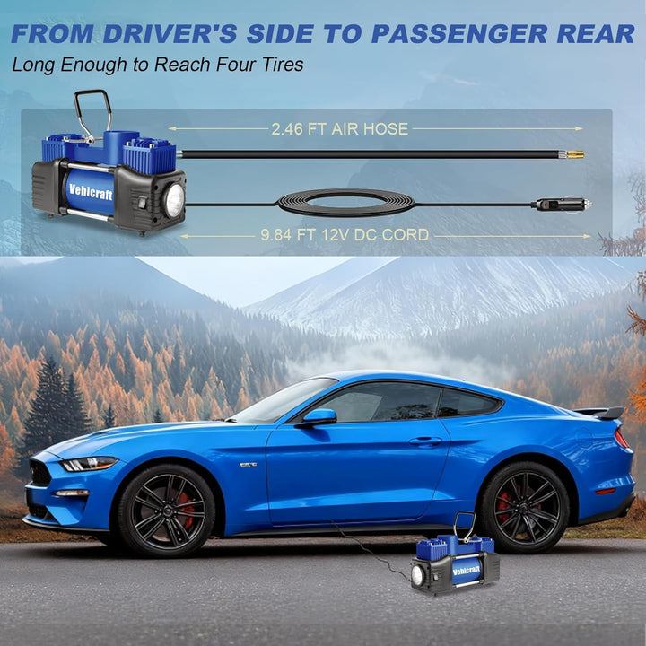 Vehicraft Inflador de neumáticos azul compresor de aire portátil, b...
