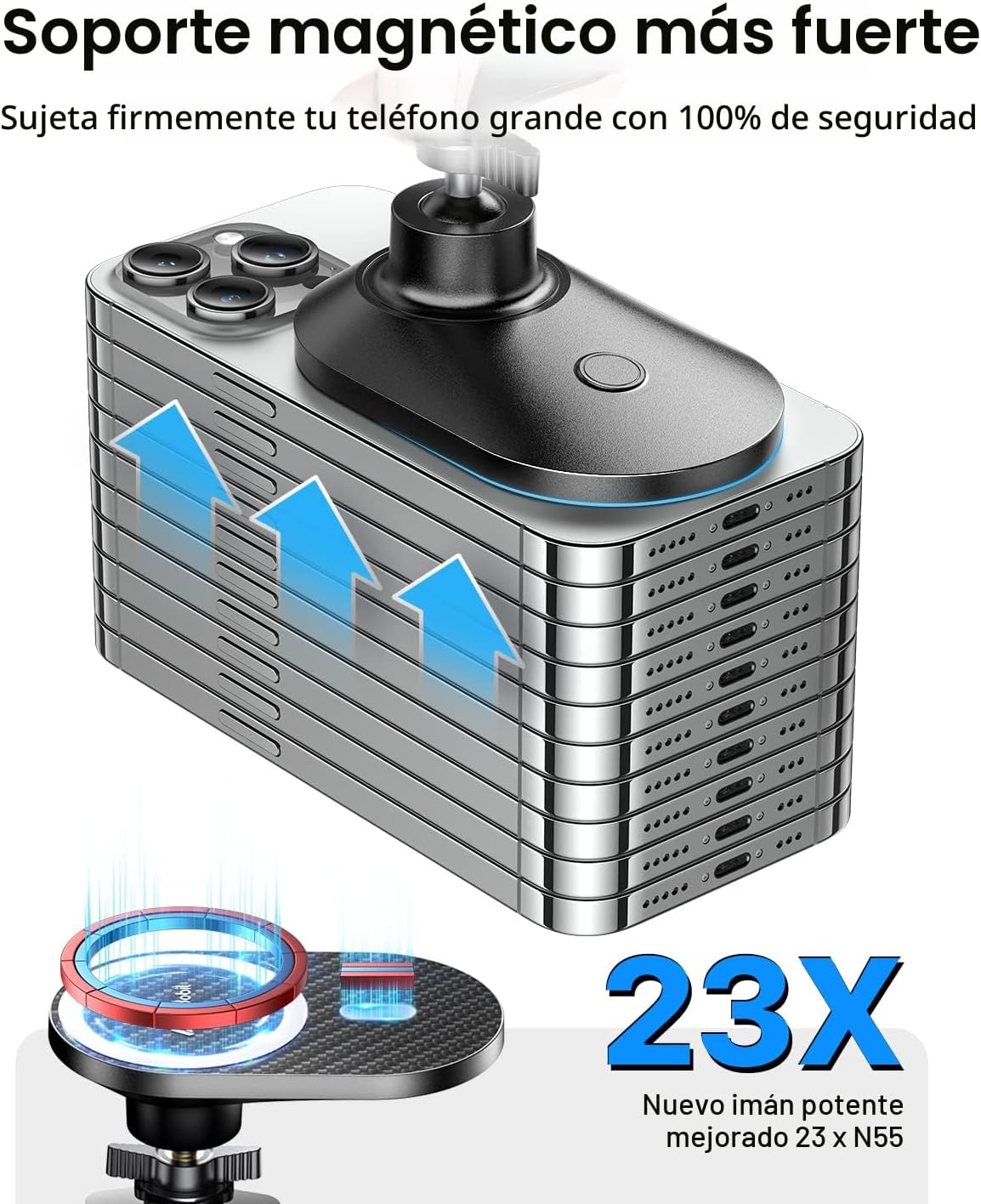 andobil - Soporte de automóvil mejorado para Magsafe Pro [imán más fuerte, apto para teléfonos grandes] Soporte magnético de teléfono con rotación de 360° para ventilación de automóvil para iPhone 18