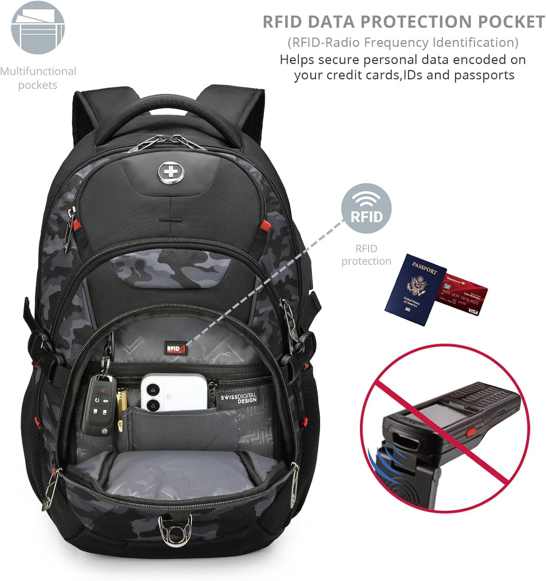 swissdigital Mochila para portátil de viaje de negocios, para hombr...