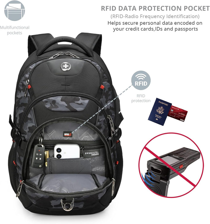 swissdigital Mochila para portátil de viaje de negocios, para hombr...