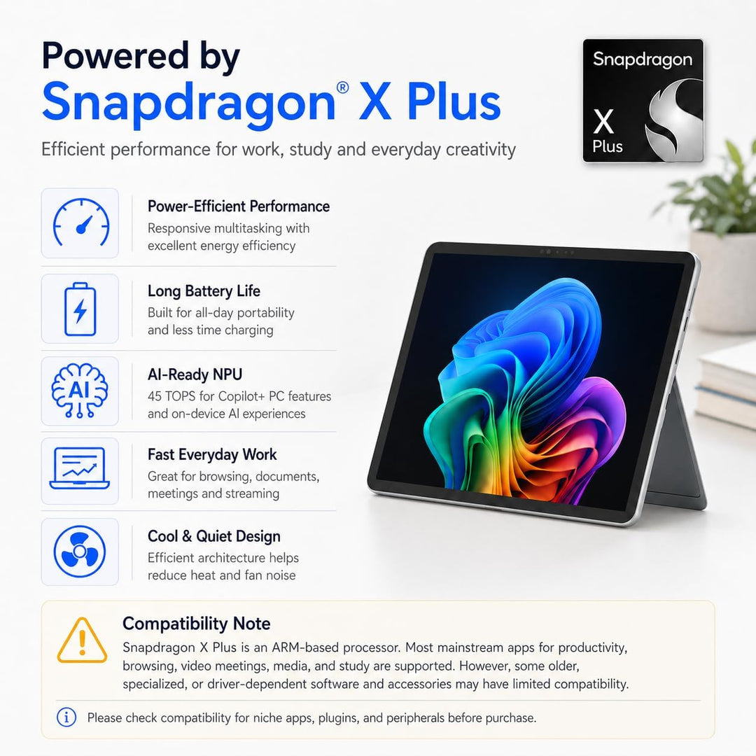 Microsoft Surface Pro Copilot+ AI PC de 12 pulgadas, Snapdragon X P...