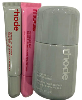 Set de trío de Rhode Glazed con leche de brillo, tratamiento labial...