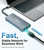 TiMOVO Estación de acoplamiento para portátil, concentrador USB C 11 en 1