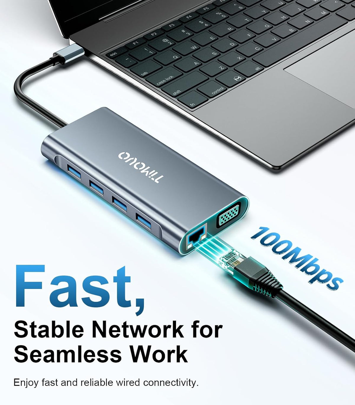 TiMOVO Estación de acoplamiento para portátil, concentrador USB C 11 en 1