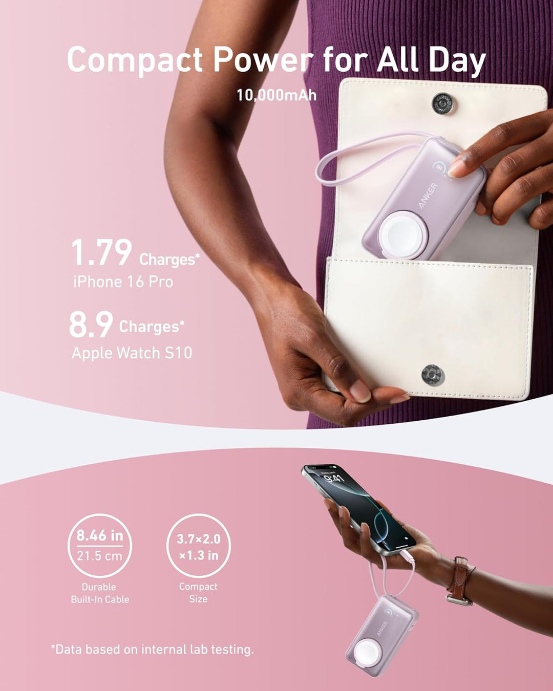 Anker MagGo Power Bank para Apple Watch, Batería Compacta Certifica...