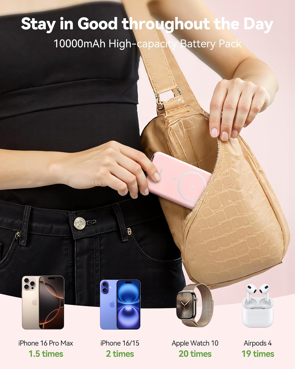 Cargador portátil magnético para iPhone y Apple Watch, banco de ene...
