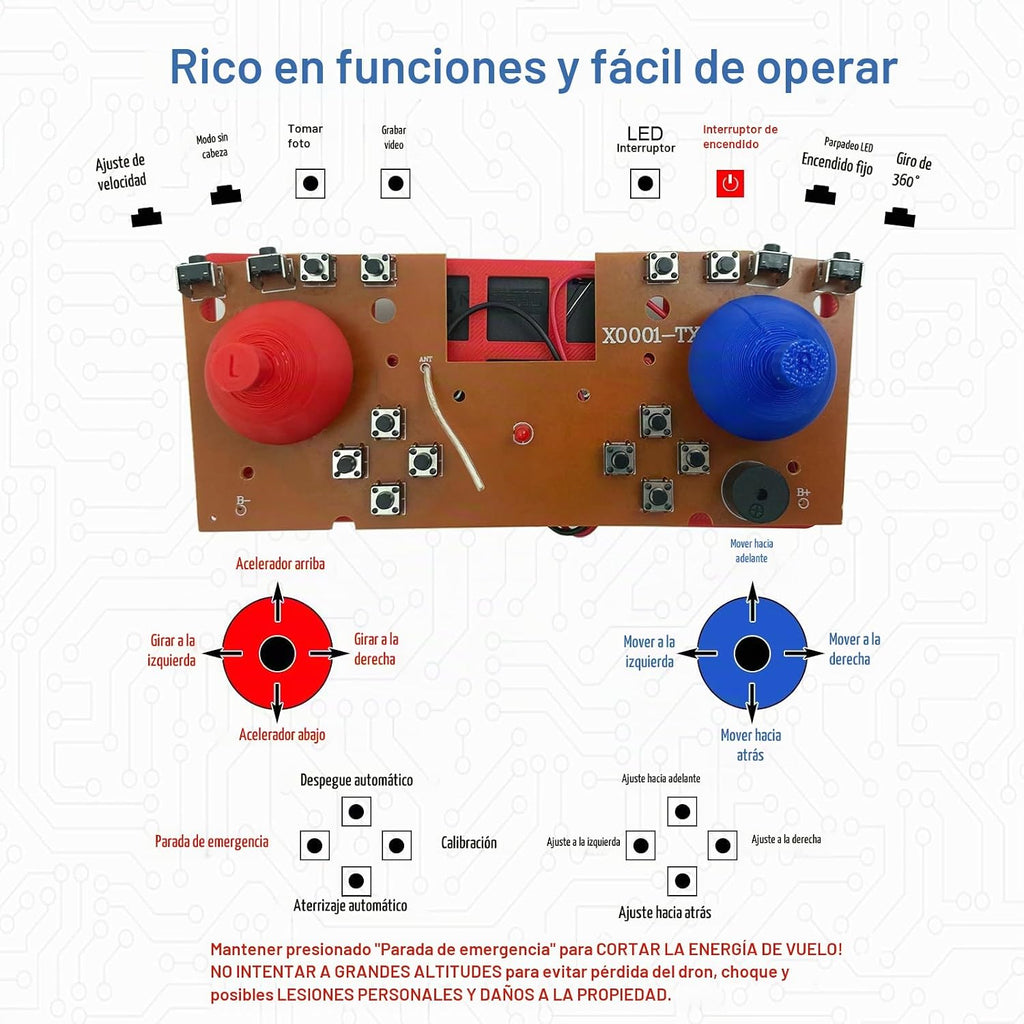 Kit de Drone Cuadricóptero DIY: Un Proyecto STEM Único con Motor sin Escobillas, Vuelo Estacionario con Flujo Óptico, Despegue y Aterrizaje con Un Clic, y Giro de 360° para que los Entusiastas del DIY