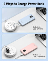 AsperX Paquete de 2 cargadores portátiles de 10000 mAh con cables i...
