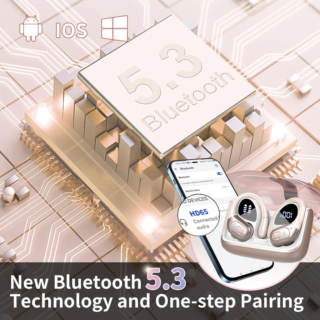 Aptkdoe Auriculares inalámbricos Bluetooth 5.4 de 75 horas para dep...