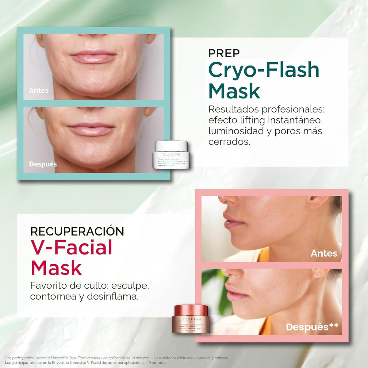 CLARINS Máscara facial Cryo-Flash | Efecto de elevación visible en...