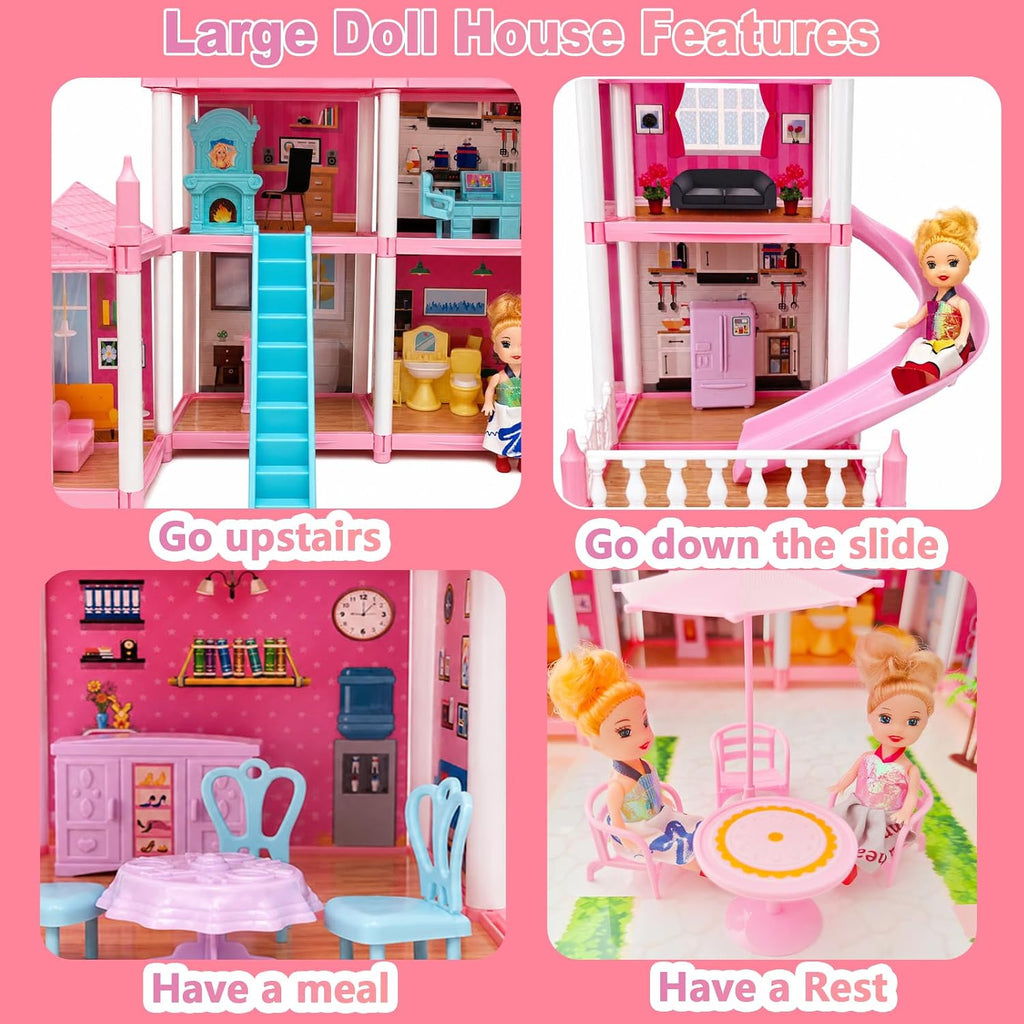 Casa de muñecas Dream para niñas de 3 a 16 años con luces, alfombrilla