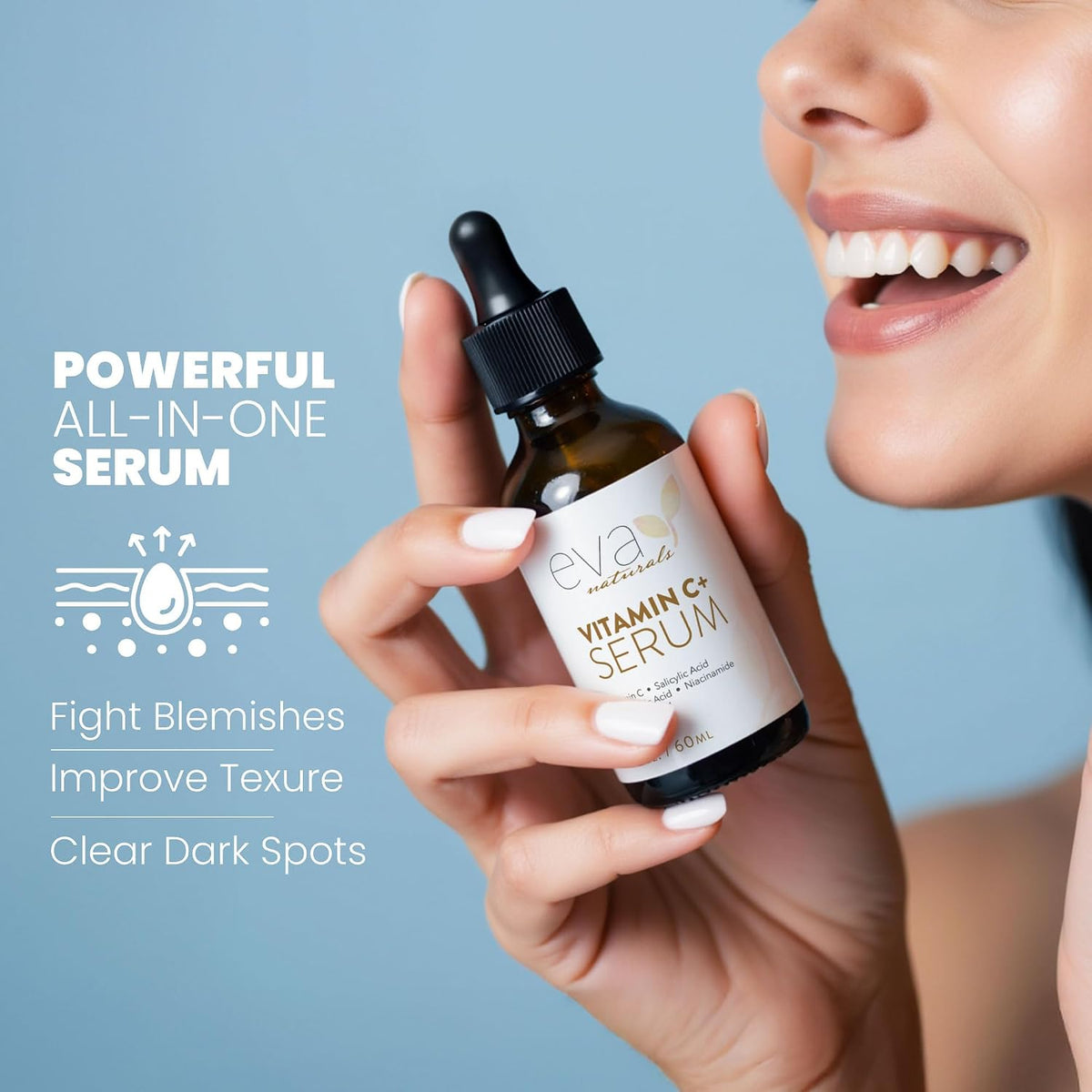 Eva Naturals Vitamin C Serum Plus - Suero facial con ácido hialurón...