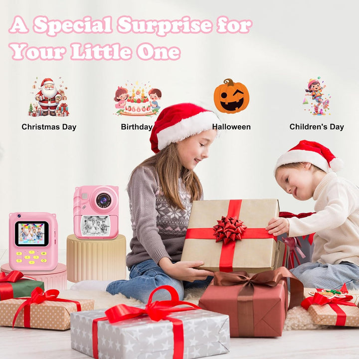 Cámara de impresión instantánea para niños, cámara de video 1080P c...