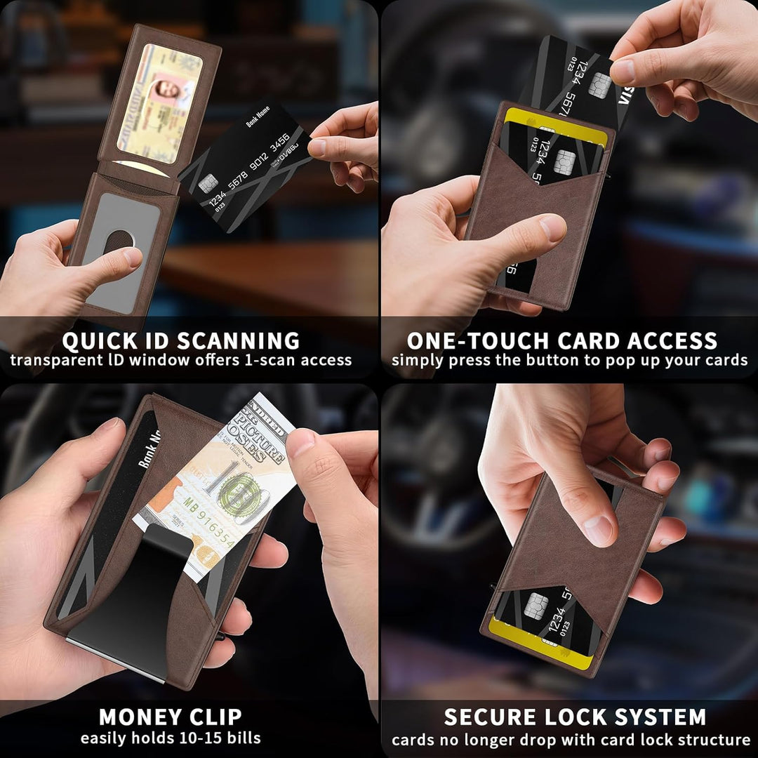 KISUEDZP Cartera delgada para hombres con bloqueo RFID - soporte de...