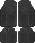 BDK Tapetes de piso para todo tipo de clima, 4 piezas, diseño de ajuste universal, tapetes de goma duraderos con bordes de captura, impermeables para automóviles, camiones, SUV (negro)