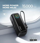 Dexnor Cargador portátil 3 en 1, banco de energía de 15,000 mAh 65...