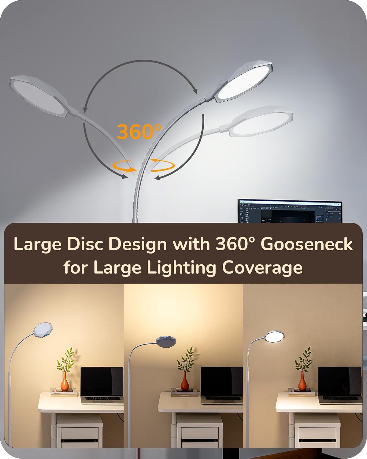 Lámpara EDISHINE Lámpara de pie LED de 18W para sala de estar, superficie de