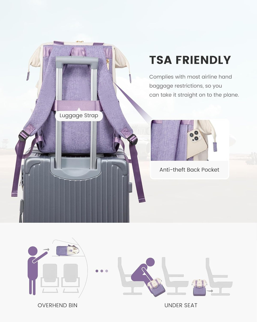 LOVEVOOK Mochila para laptop para mujer, mochila de trabajo convert...