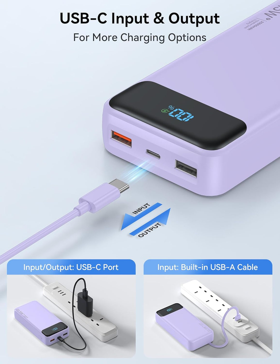 Nusyddy Cargador portátil de 20000 mAh integrado con 4 cables, bate...