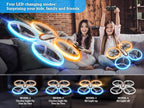 Q9s Drones para niños, dron RC genial con retención de altitud y modo sin cabeza, cuadricóptero de pasatiempos con luz azul y naranja, 2 baterías y control remoto, regalos de cumpleaños y Navidad
