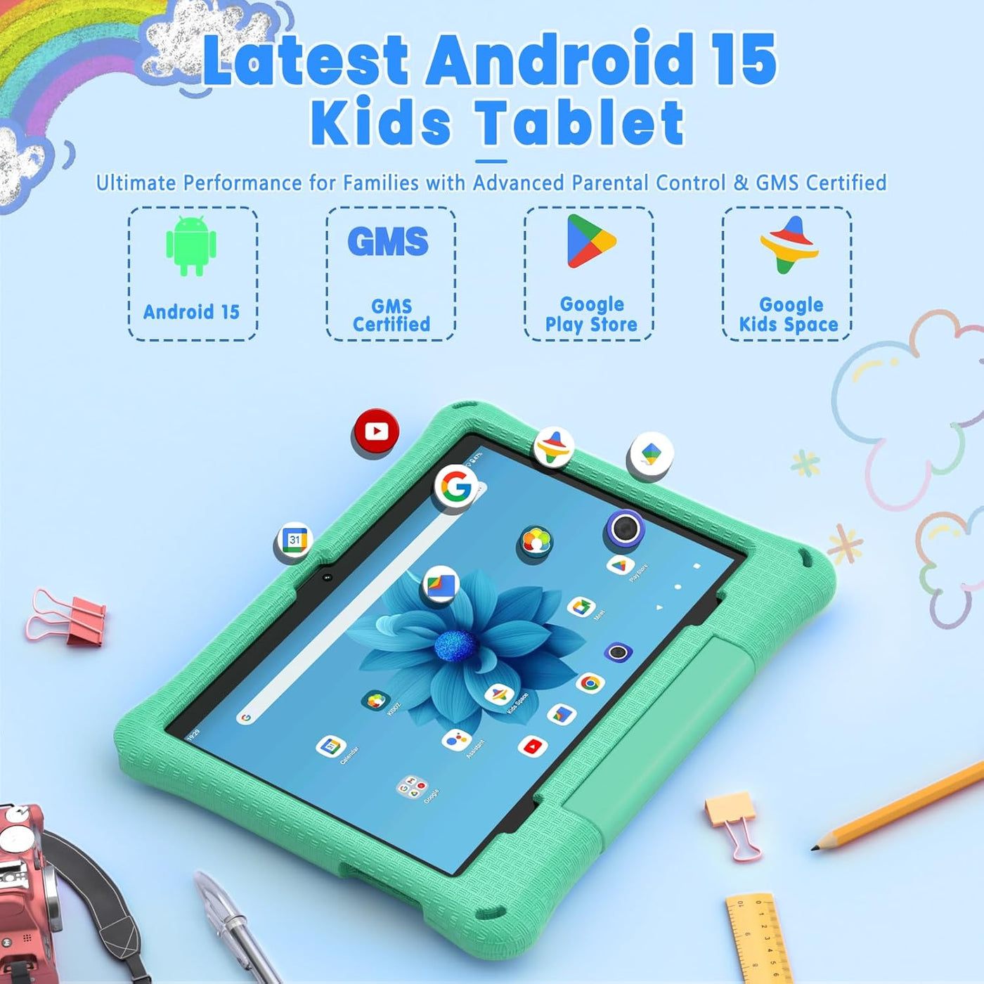 Tableta para niños: Tablet Android 15 de 10 pulgadas para niños, ba...