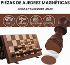 Juego de ajedrez de madera prémium con bolsa de transporte protectora, tablero de ajedrez plegable de 15 pulgadas y piezas de ajedrez, juego de estrategia clásico para adultos y niños para amantes del