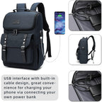 Mochila vintage para laptop con puerto de carga USB para mujeres y...
