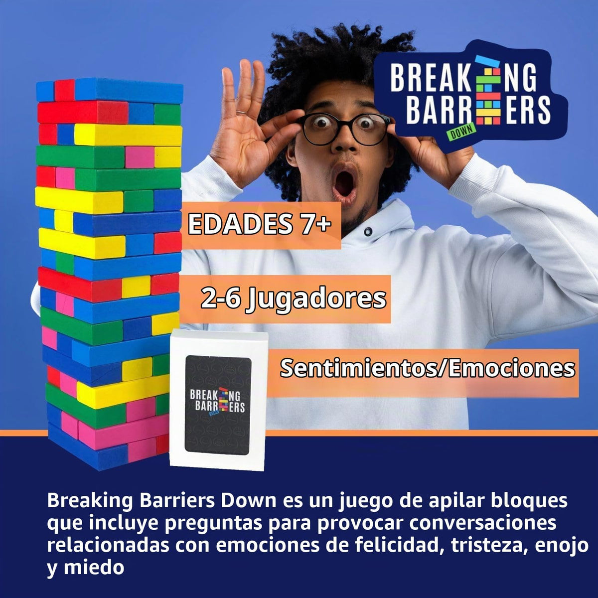 Rompiendo barreras - Juegos de habilidades sociales y juegos de terapia, un juego de sentimientos para niños que desarrolla la regulación de las emociones y explora la ira, la tristeza, el miedo y la
