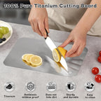 Katori Tablas de cortar de titanio para cocina, juego de tablas de cortar de titanio 100% puro, tabla de cortar de titanio de doble cara no tóxica, tablas de cortar de metal aptas para lavavajillas