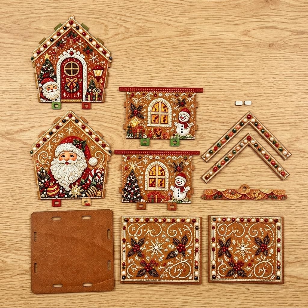DIY Pearl Art - Colección de Navidad, kit de perlas de cabina de madera 3D