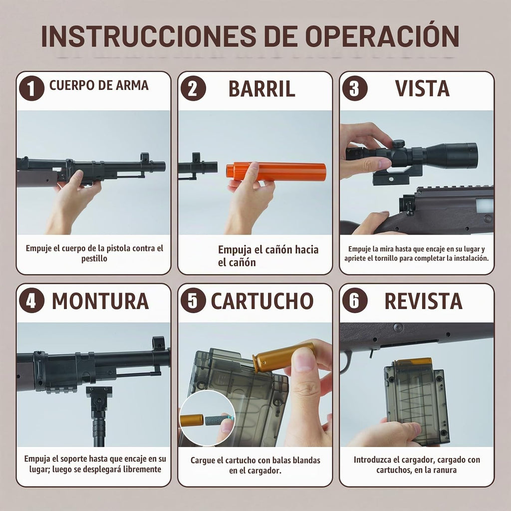 Bolt Action - Rifle de francotirador de juguete, lanzador de dardos de espuma para regalo de cumpleaños de niños, juegos de disparos, niños de caza