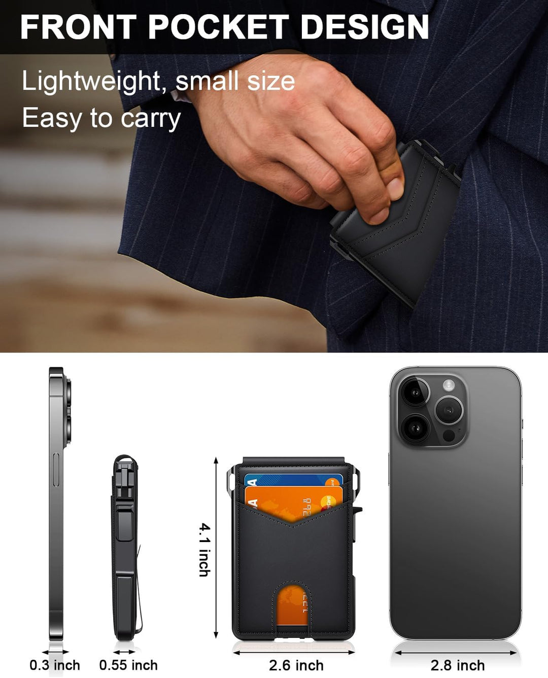 Cartera para hombres, cartera minimalista para hombres de 9-13 tarj...
