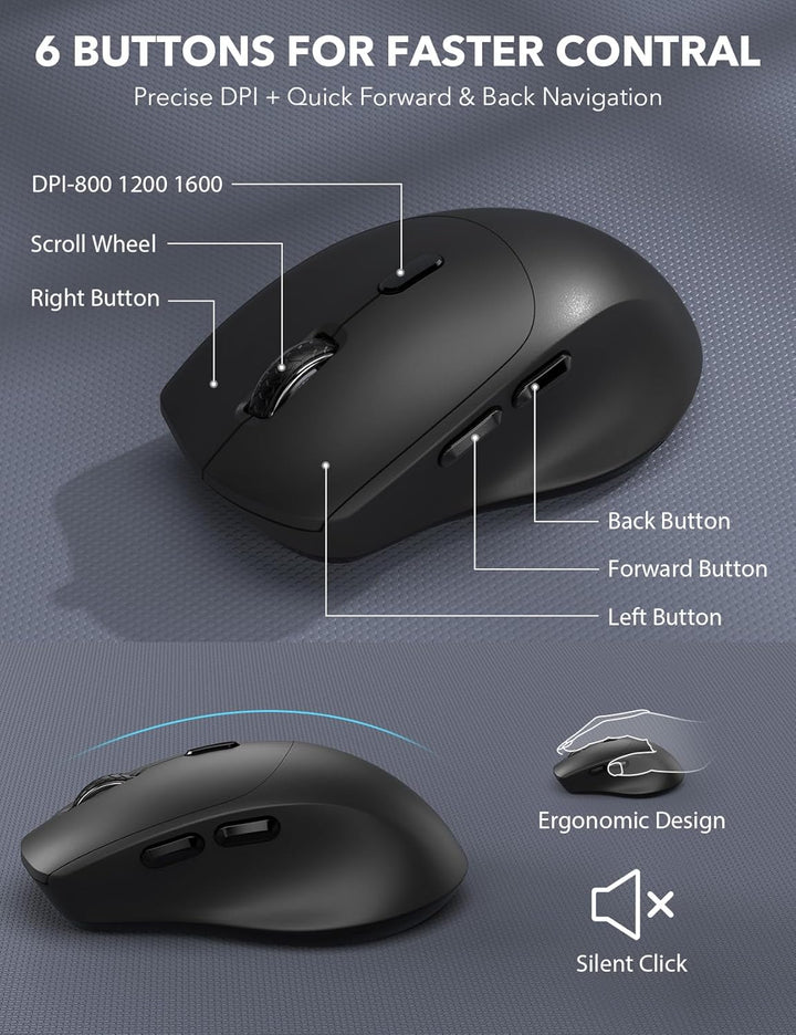 Combo de teclado y mouse inalámbrico - Teclado ergonómico de tamaño...