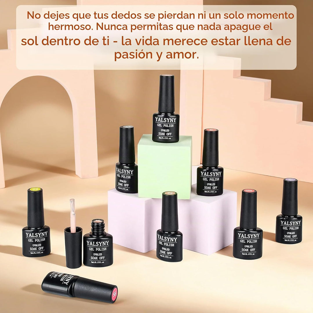 YALSYNY Juego de 60 esmaltes de uñas de gel, 55 colores con capa ba...